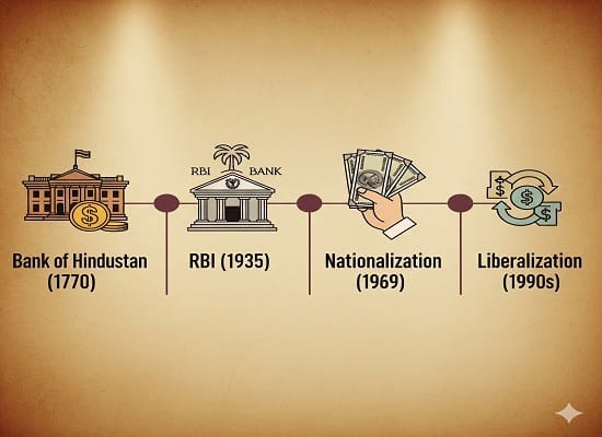 Evolution of Indian banking sector from 1770 to liberalization