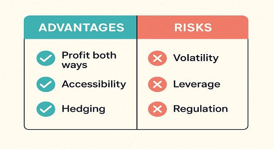 Advantages and risks of forex trading in India compared side by side.