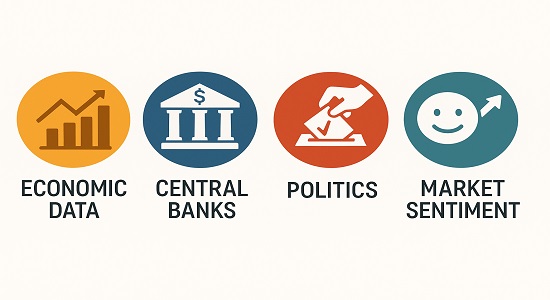 Factors affecting forex market – economy, central banks, politics, global sentiment.