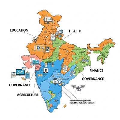 Impact of Digital India on different sectors visual chart