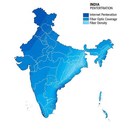India map showing BharatNet rural internet coverage