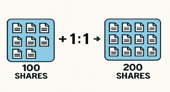 Bonus share calculation example in 1:1 ratio