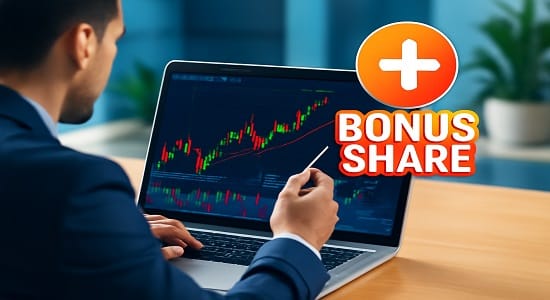 Investor analyzing stocks after receiving bonus shares.